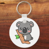 Cute Cartoon Koala Beer over de Eucalyptusboom Sleutelhanger (Voorkant)
