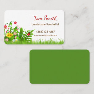 Cute Cartoon Lawn Garden Landscaping Services Visitekaartje