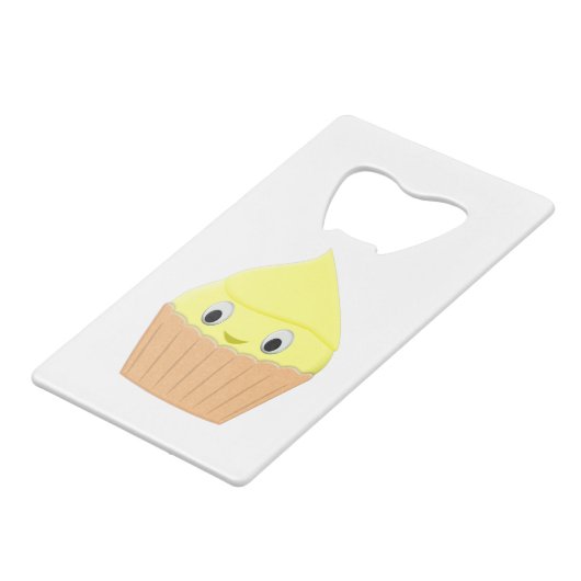 Cute Cartoon Lemon Cupcake Kredietkaart Flessenopener (Voorkant Gekanteld)