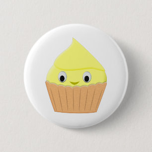 Cute Cartoon Lemon Cupcake Ronde Button 5,7 Cm
