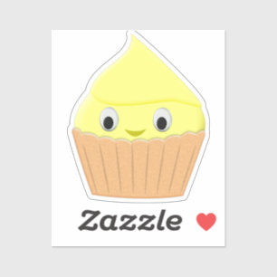 Cute Cartoon Lemon Cupcake Sticker
