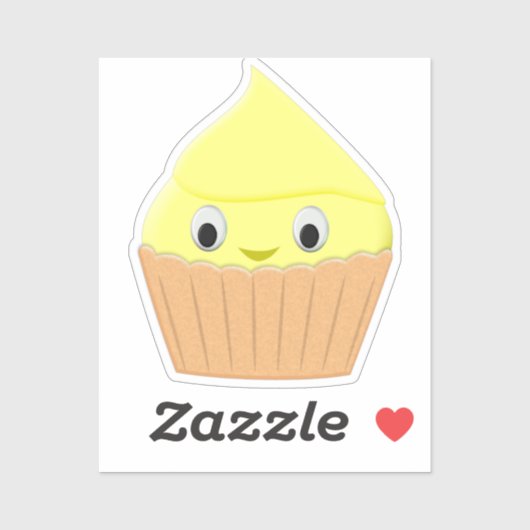 Cute Cartoon Lemon Cupcake Sticker (Vel)