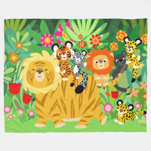Cute Cartoon Liger en Friends Fleece Blanket Deken
