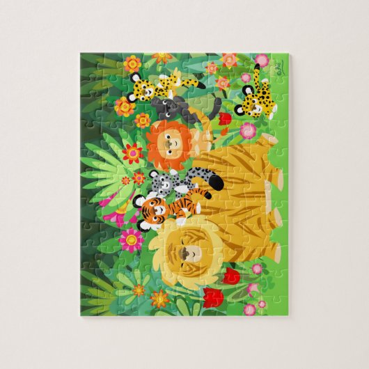 Cute Cartoon Liger en Friends Puzzle Legpuzzel (Verticaal)