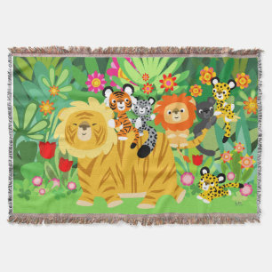 Cute Cartoon Liger en Friends Throw Blanket Deken