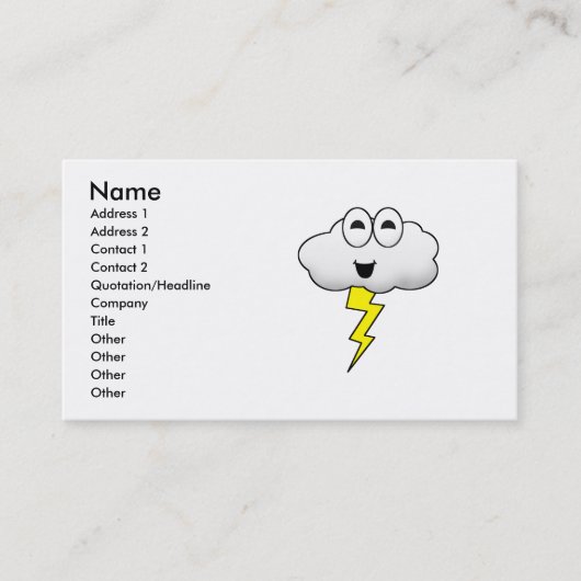 Cute Cartoon Lightning Cloud Visitekaartje (Voorkant)
