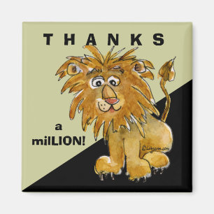 Cute Cartoon Lion Bedankt Square Magnet Magneet