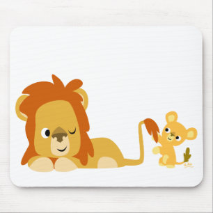 Cute Cartoon Lion Dad en Cub Mousepad Muismat