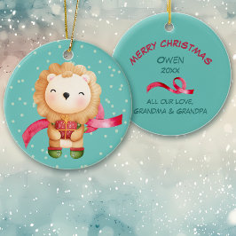 Cute Cartoon Lion Grandchild Kerstmis Keramisch Ornament