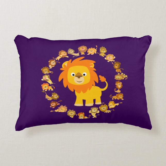 Cute Cartoon Lion Mandala Accent Pillow Kussen (Voorkant)