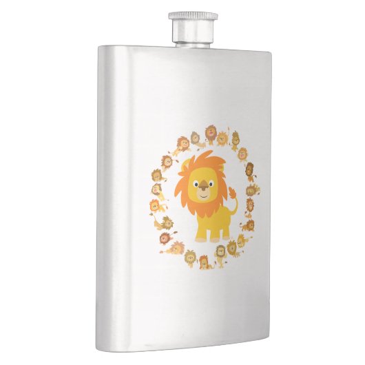 Cute Cartoon Lion Mandala Classic Flask Heupfles (Rechts)