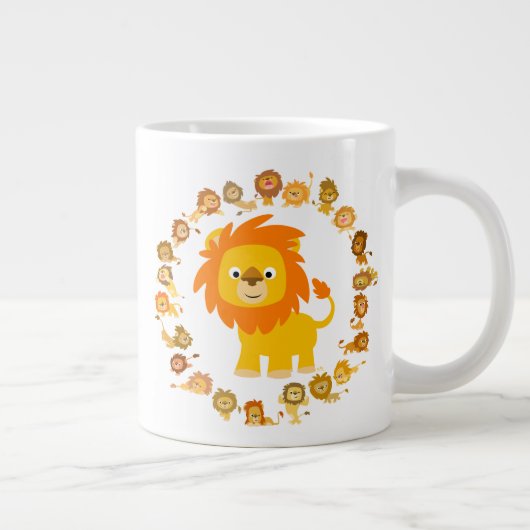 Cute Cartoon Lion Mandala Jumbo Mok (Rechts)