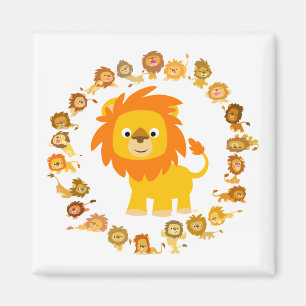 Cute Cartoon Lion Mandala Magnet Magneet