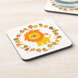 Cute Cartoon Lion Mandala Onderzetters Set