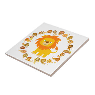 Cute Cartoon Lion Mandala Tegel Tegeltje