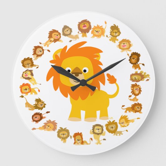 Cute Cartoon Lion Mandala Wall klok (Voorkant)