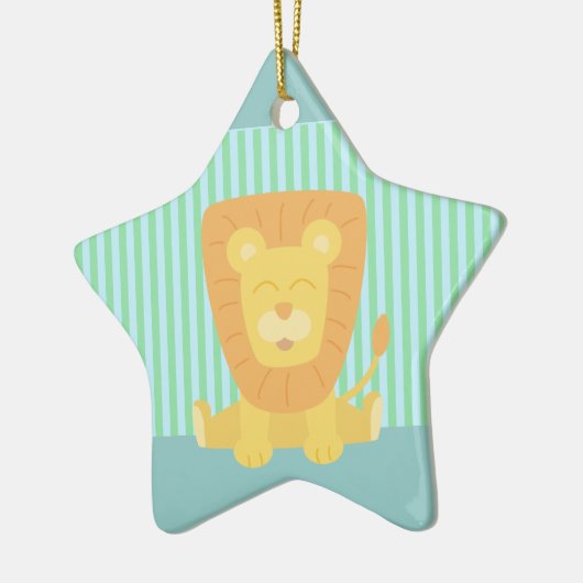 Cute Cartoon Lion met strepen achtergrond Keramisch Ornament (Links)