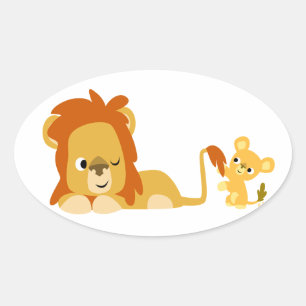 Cute Cartoon Lion Pap en Cub Sticker