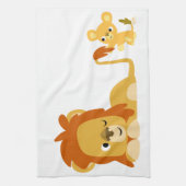 Cute Cartoon Lion Papa et Cub Serviette de cuisine (Vertical)
