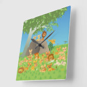 Cute Cartoon Lion Pride Wall klok (Hoek)