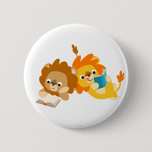 Cute Cartoon Lion Readers Button Badge (Voorkant)