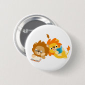 Cute Cartoon Lion Readers Button Badge (Voorkant /achterkant)