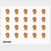 Cute Cartoon Lion Ronde Sticker (Vel)