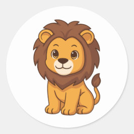 Cute Cartoon Lion Ronde Sticker