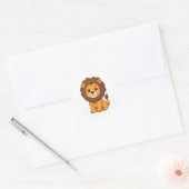 Cute Cartoon Lion Ronde Sticker (Envelop)