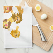 Cute Cartoon Lions Parade Kitchen Towel Theedoek (Quarter Fold)