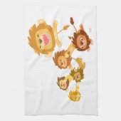 Cute Cartoon Lions' Parade Serviette de cuisine (Vertical)