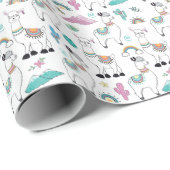Cute Cartoon Llama Pattern Cadeaupapier (Rol Hoek)