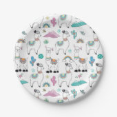 Cute Cartoon Llama Pattern Papieren Bordje (Voorkant)