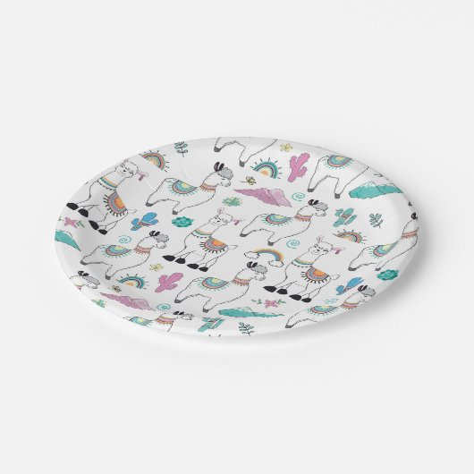 Cute Cartoon Llama Pattern Papieren Bordje (Gekanteld)