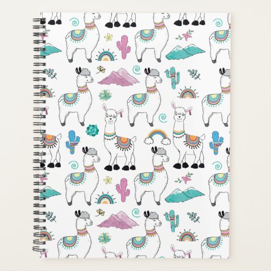 Cute Cartoon Llama Pattern Planner (Voorkant)