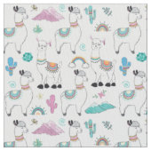 Cute Cartoon Llama Pattern Stof (Close Up)