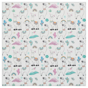 Cute Cartoon Llama Pattern Stof
