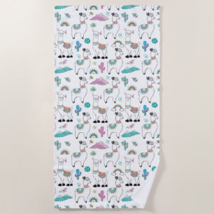 Cute Cartoon Llama Pattern Strandlaken