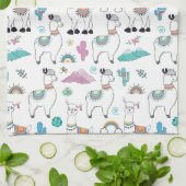 Cute Cartoon Llama Pattern Theedoek (Gevouwen)