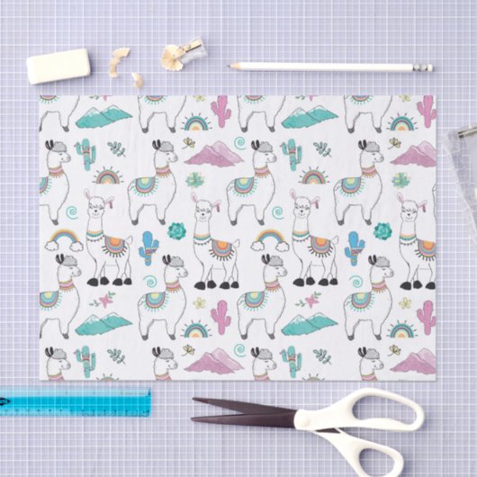 Cute Cartoon Llama Pattern Tissuepapier (Craft)