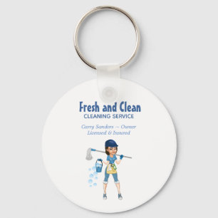 Cute Cartoon Maid House Cleaning Service Sleutelhanger