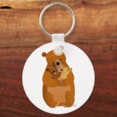 Cute Cartoon Mama Beer en cubs sleutelhanger (Voorkant)
