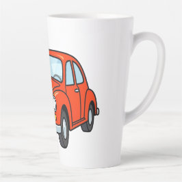 Cute Cartoon Mechanic with Red Car Illustration Latte Mok