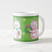 Cute Cartoon Meowy kerstkatten in Santa Hats Extra Grote Mok (Voorkant rechts)