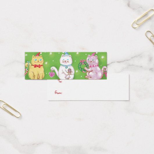 Cute Cartoon Meowy kerstkatten in Santa Hats Mini Visitekaartjes (Kantoor)