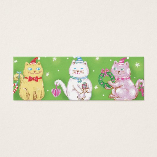 Cute Cartoon Meowy kerstkatten in Santa Hats Mini Visitekaartjes (Voorkant)