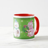 Cute Cartoon Meowy kerstkatten in Santa Hats Mok (Voorkant rechts)