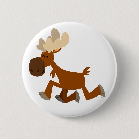Cute Cartoon Merry Moose Button Badge (Voorkant)