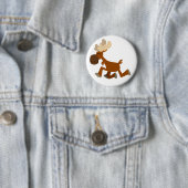 Cute Cartoon Merry Moose Button Badge (In situ)