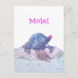 Cute Cartoon Mole en Molehill Briefkaart